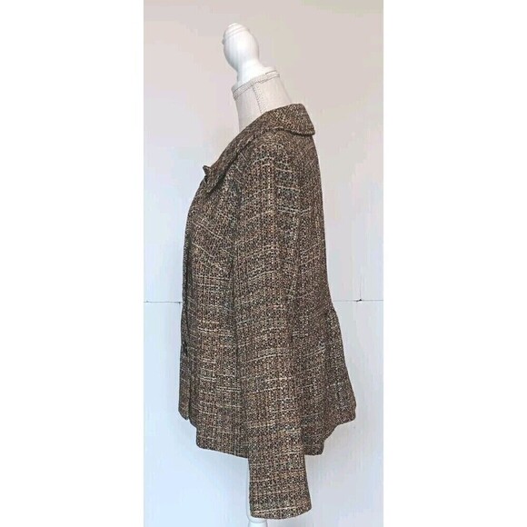 Kim Rogers Vintage Inspired Size 14 Brown Beige Tweed Large Button Blazer - Picture 3 of 8